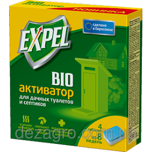 EXPEL (Экспел) - биоактиватор для дачных туалетов и септиков таблетки (4*20 гр) фото, цена